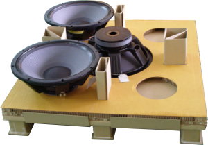 Audio speakers in custom-made packing